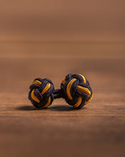 Lade das Bild in den Galerie-Viewer, Handgemachte Manschetten Knoten - 2farbig - dkl.blau/gold