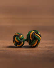 Lade das Bild in den Galerie-Viewer, Handgemachte Manschetten Knoten - 3farbig - schwarz/gold/grün (Corps Alemannia)
