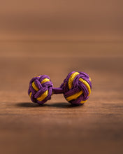 Lade das Bild in den Galerie-Viewer, Handgemachte Manschetten Knoten - 2farbig - lila/gelb