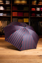 Lade das Bild in den Galerie-Viewer, Regenschirm “Francesco Maglia” - gestreift - rot auf dunkelblau
