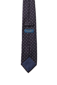 Krawatte - "Polka Dots" - dunkelblau/weiß