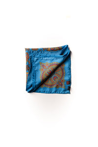 Pochette "Paisley I" - azurblau - 40x40 - 100% Seide