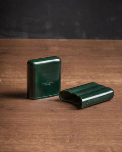 3er Zigarren Etui - Leder grün - klein