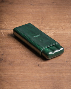 3er Zigarren Etui - Leder grün - groß