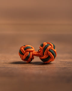 Handgemachte Manschetten Knoten - 2farbig - orange/grün