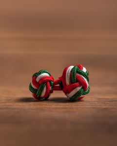 Handgemachte Manschetten Knoten - 3farbig - Bella Italia - grün/weiß/rot
