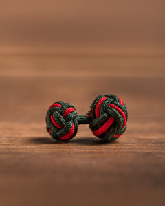 Handgemachte Manschetten Knoten - 2farbig - grün/rot
