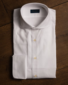 Oxford Hemd "Spread Kragen" - Doppelmanschette - weiß