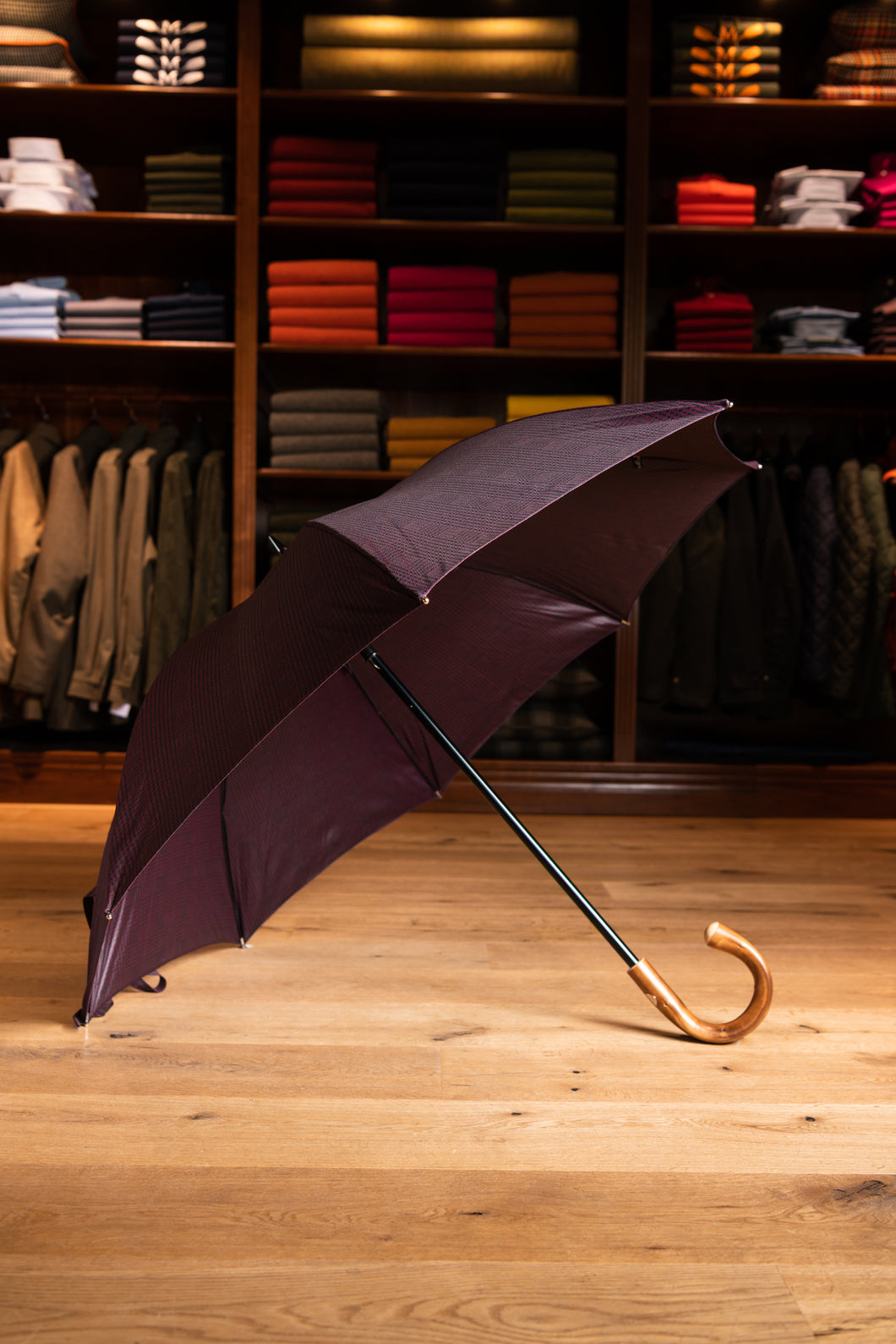 Regenschirm “Francesco Maglia” - POW Check - dunkelblau auf bordeaux